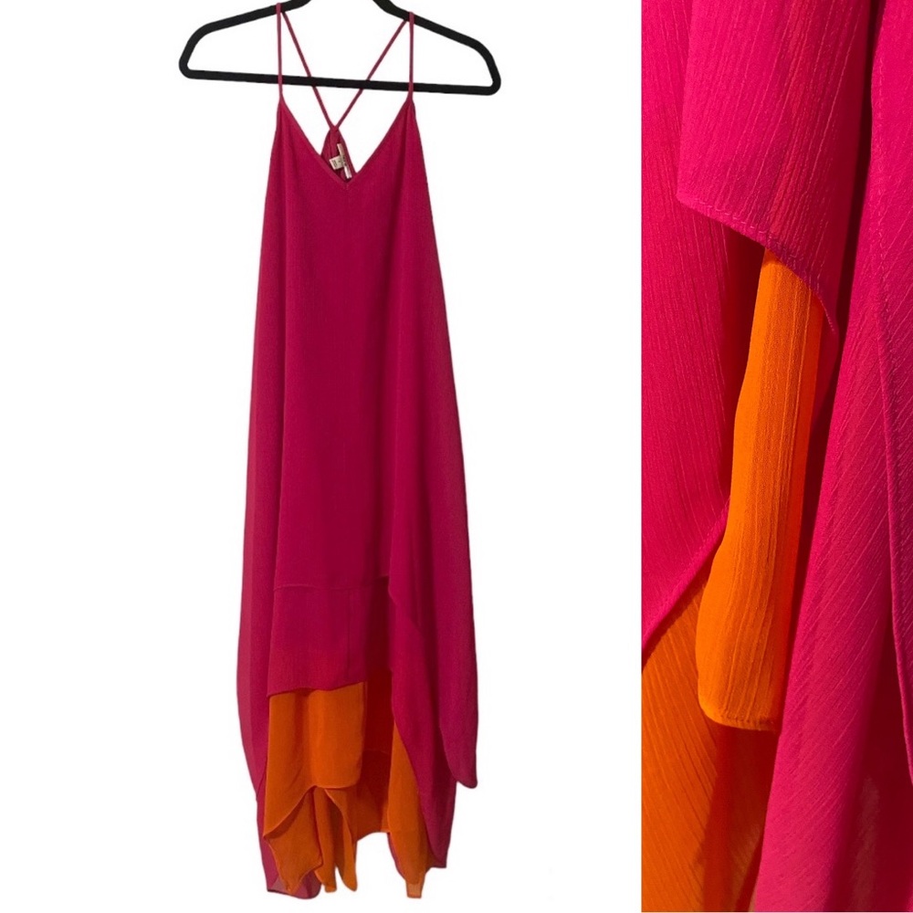 Bar III pink and orange chiffon shift dress. Size small.